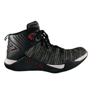 Shaq Dunkman Basketball Shoes Boys 6 Black White Striped Knit High Top Sneakers